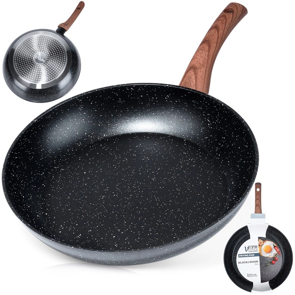 Keptuvė vilde black&wood 30 cm su granitine danga