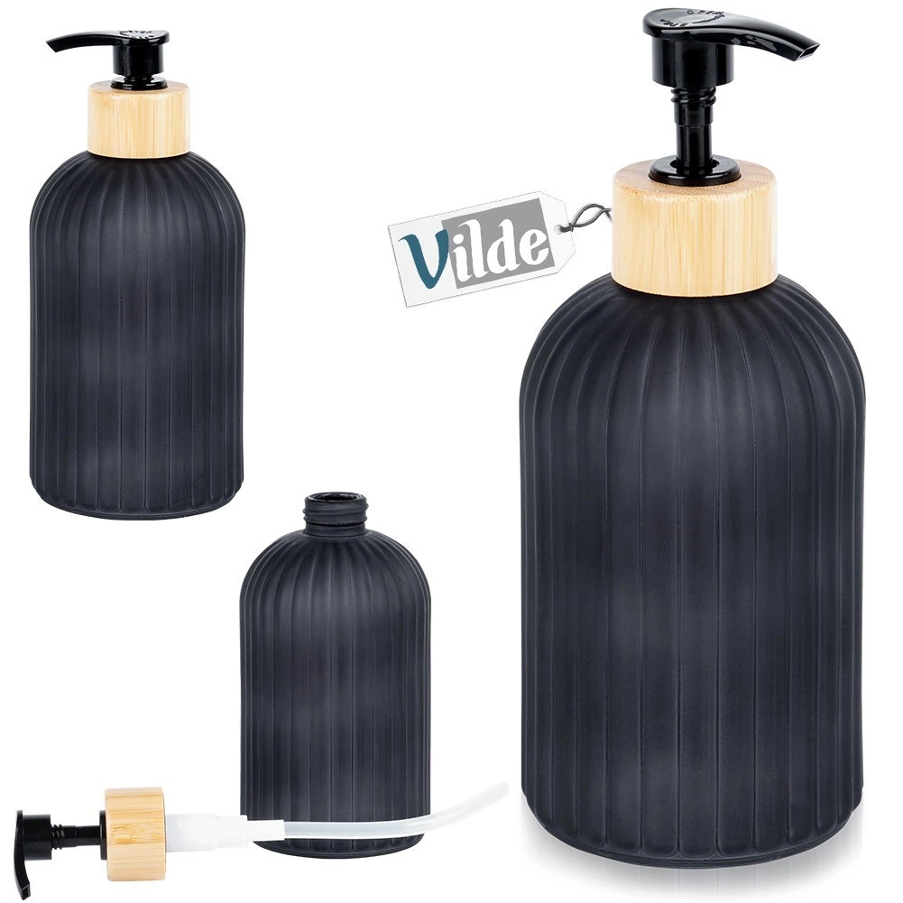 Skysto muilo dozatorius vilde 400 ml stiklinis juodas