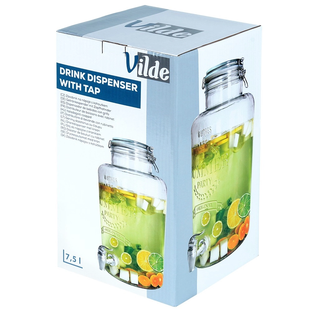 Gėrimų dozatorius su čiaupu vilde, stiklinis, 8 l