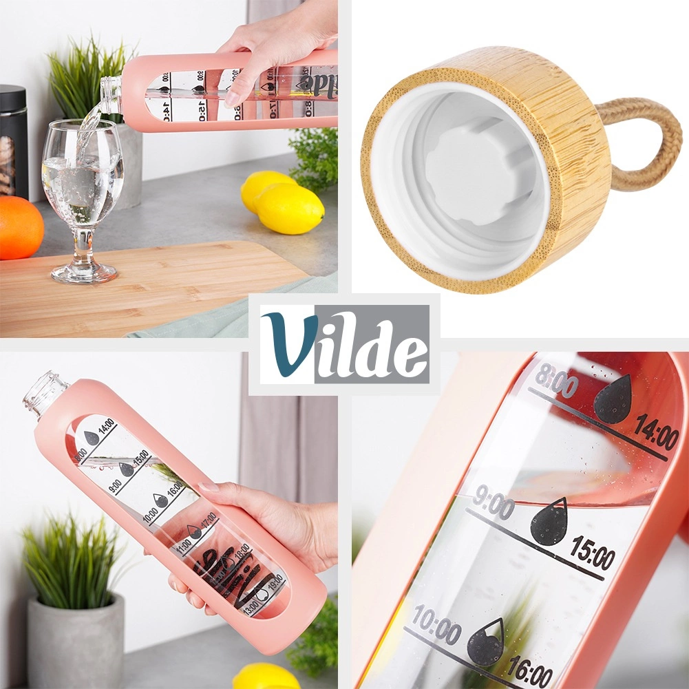 Stiklinis vandens butelis vilde su silikoniniu dėklu, 1 l 3