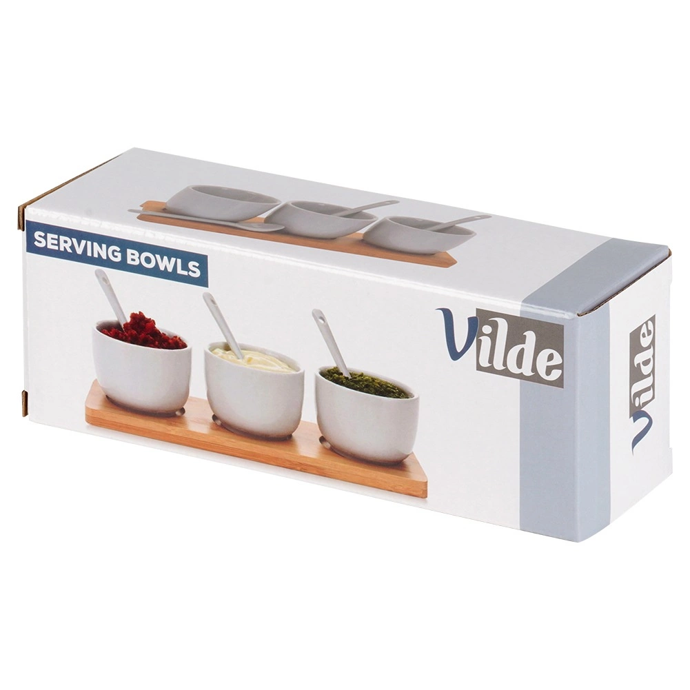 Keraminių dubenėlių rinkinys su bambukine lenta vilde 90 ml
