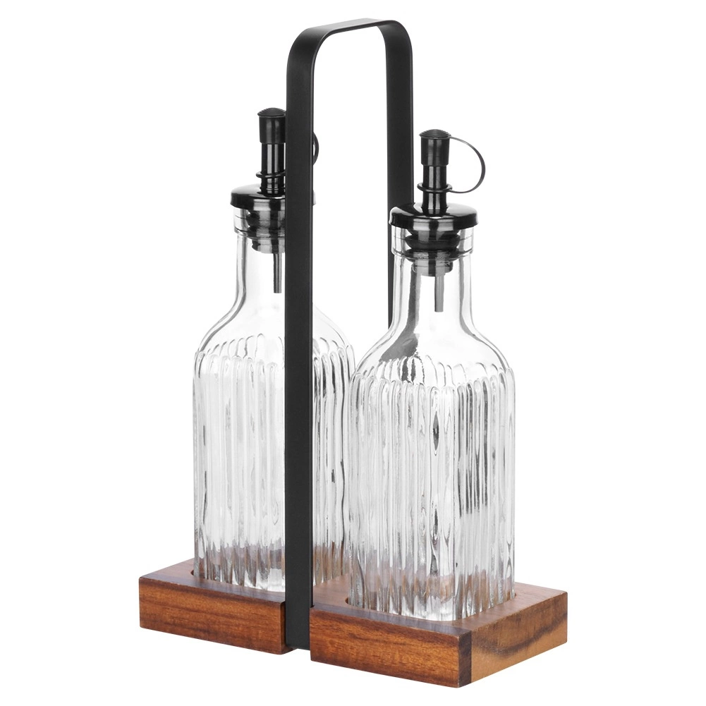 Aliejaus ir acto butelių rinkinys su stovu vilde 2x190 ml 2
