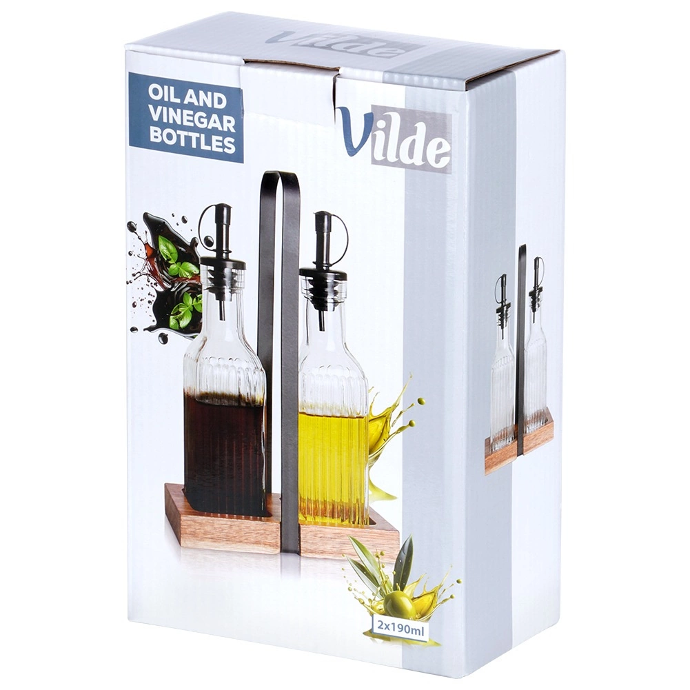 Aliejaus ir acto butelių rinkinys su stovu vilde 2x190 ml