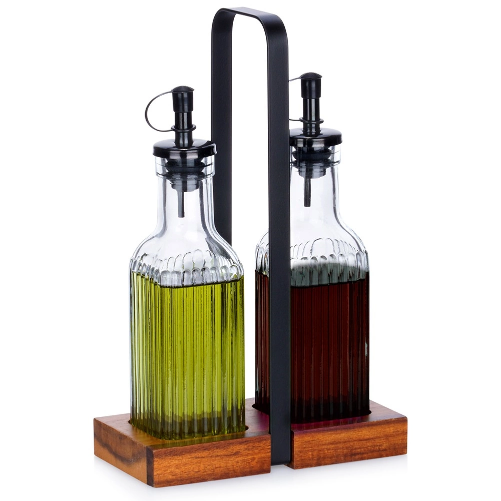 Aliejaus ir acto butelių rinkinys su stovu vilde 2x190 ml