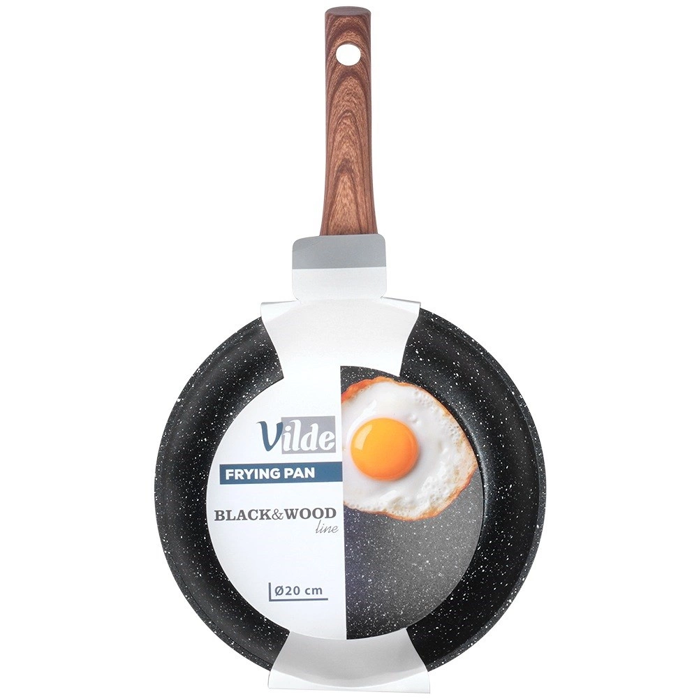 Keptuvė vilde black&wood 20 cm su granitine danga