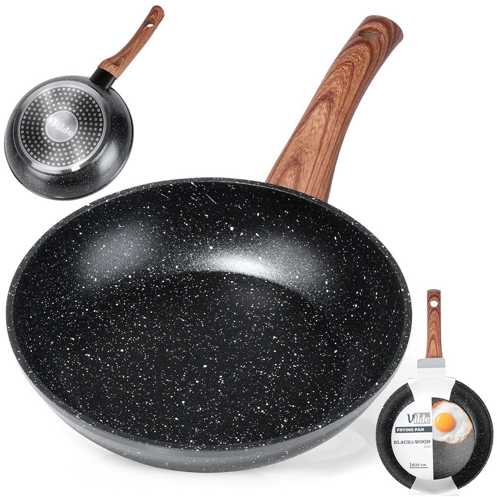 Keptuvė vilde black&wood 20 cm su granitine danga