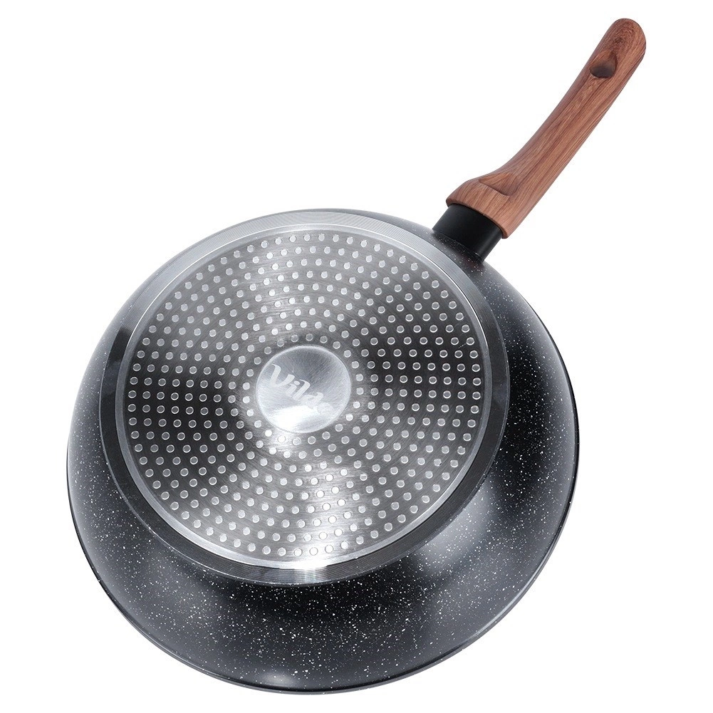 Aliumininė keptuvė su granitine danga ir stiklo dangčiu vilde black&wood 28 cm, 3,5 l