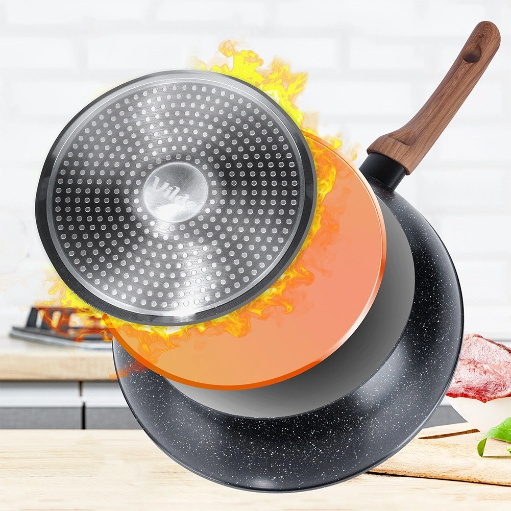 Aliumininė keptuvė su granitine danga ir stiklo dangčiu vilde black&wood 28 cm, 3,5 l 3