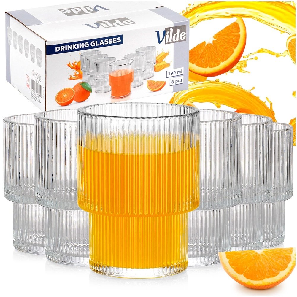 Stiklinės vilde 190 ml, 6 vnt., reljefinio stiklo