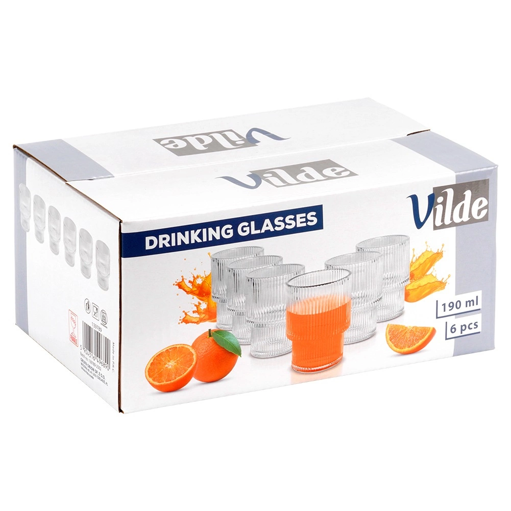 Stiklinės vilde 190 ml, 6 vnt., reljefinio stiklo