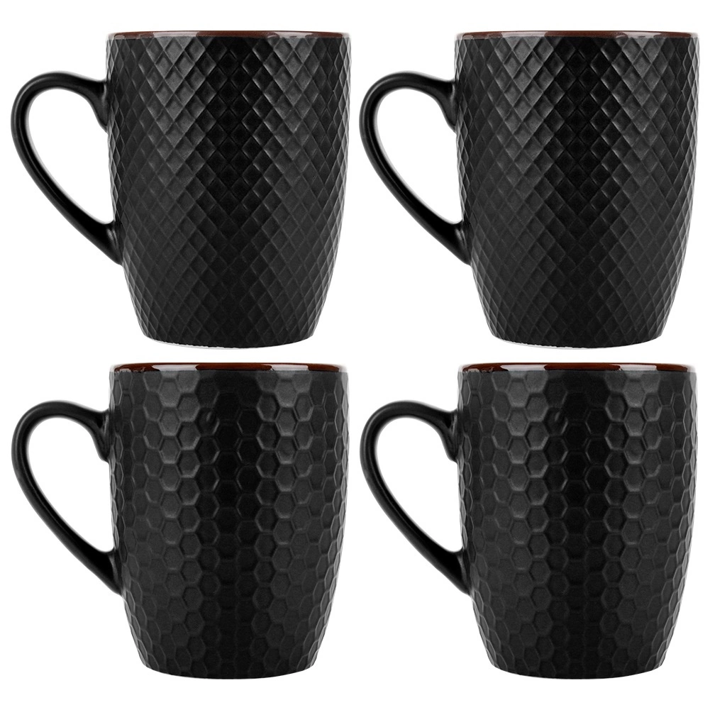 Keraminiai puodeliai vilde 400 ml, juodi, 4 vnt. 2