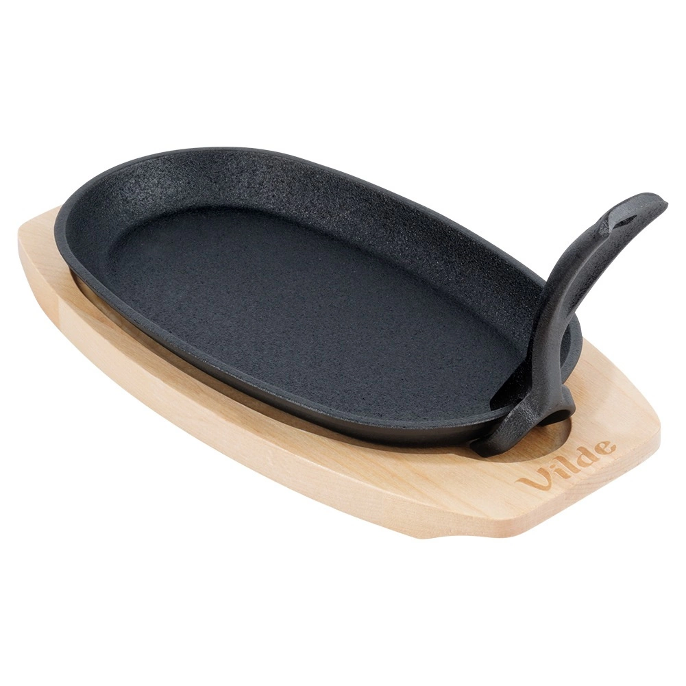 Ketaus keptuvė su medine lentele 24 × 14 cm 2