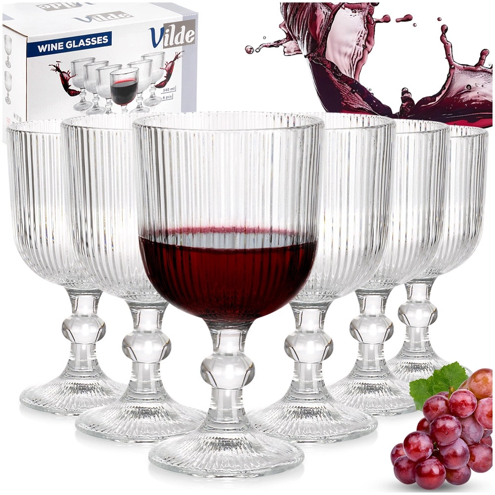 Stiklinės vyno taurės vilde 340 ml 6 vnt.
