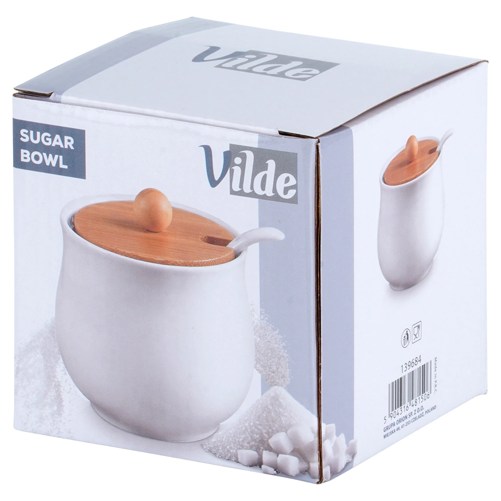 Cukrinė vilde 250 ml su bambukiniu dangteliu ir šaukšteliu