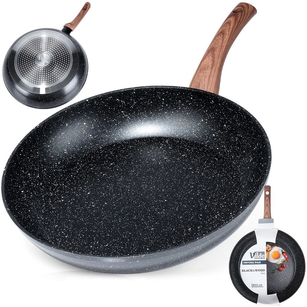 Keptuvė vilde black&wood 32 cm su granitine danga