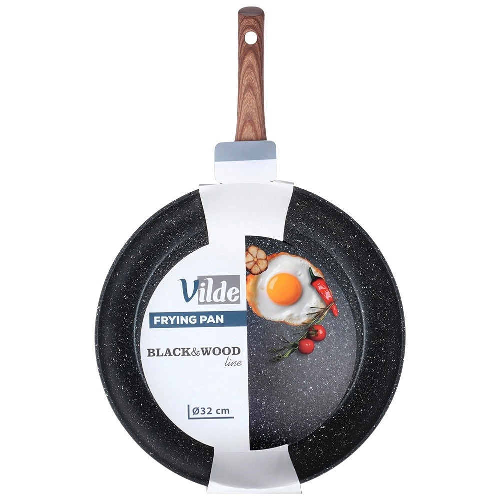 Keptuvė vilde black&wood 32 cm su granitine danga