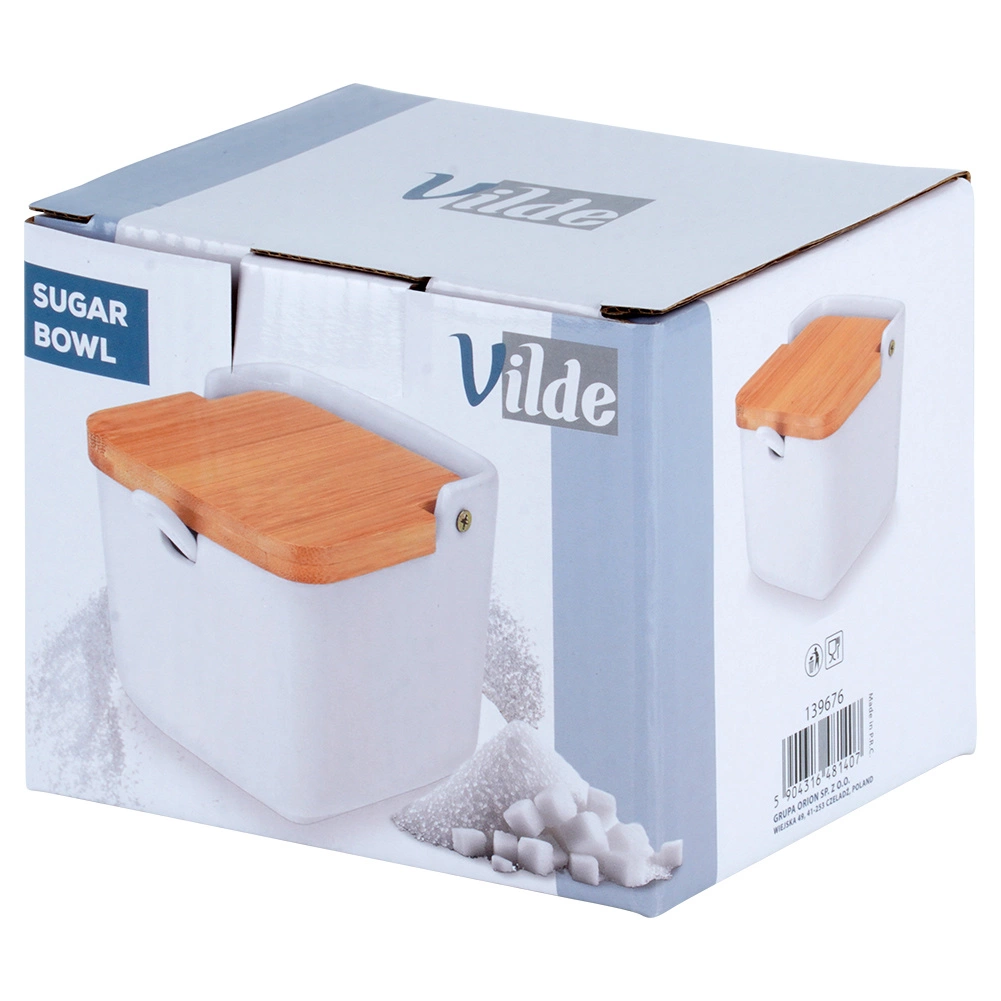 Cukrinė vilde iš keramikos ir bambuko su šaukšteliu, 250 ml