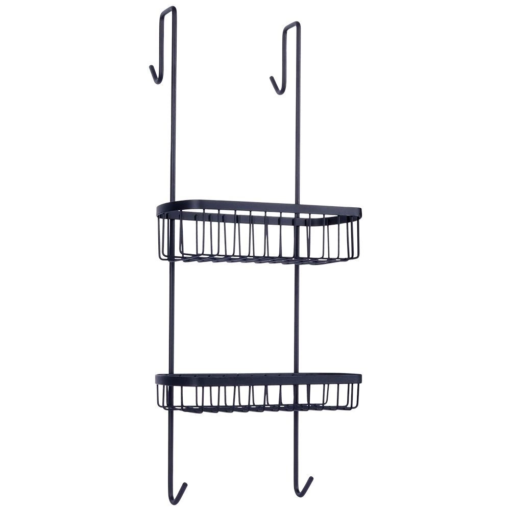 Vonios lentynėlė vilde, metalinė, juoda, 22x19x54,5 cm