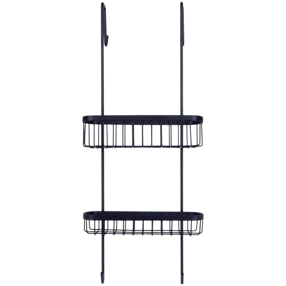 Vonios lentynėlė vilde, metalinė, juoda, 22x19x54,5 cm