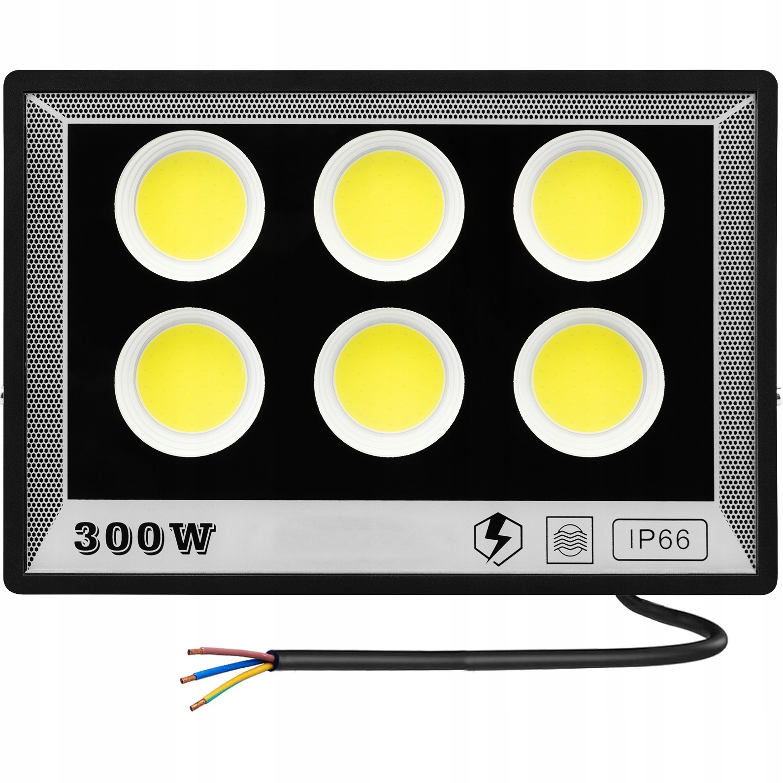 Juodas nnled halogeninis led prožektorius, 300w 120°, 6500k, ip66