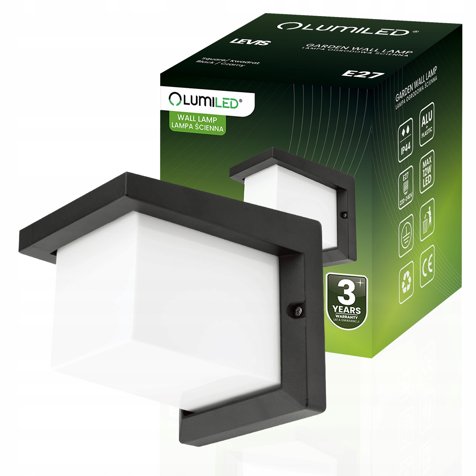 Fasadinė  sienos lempa e27 led ip44 aliuminio