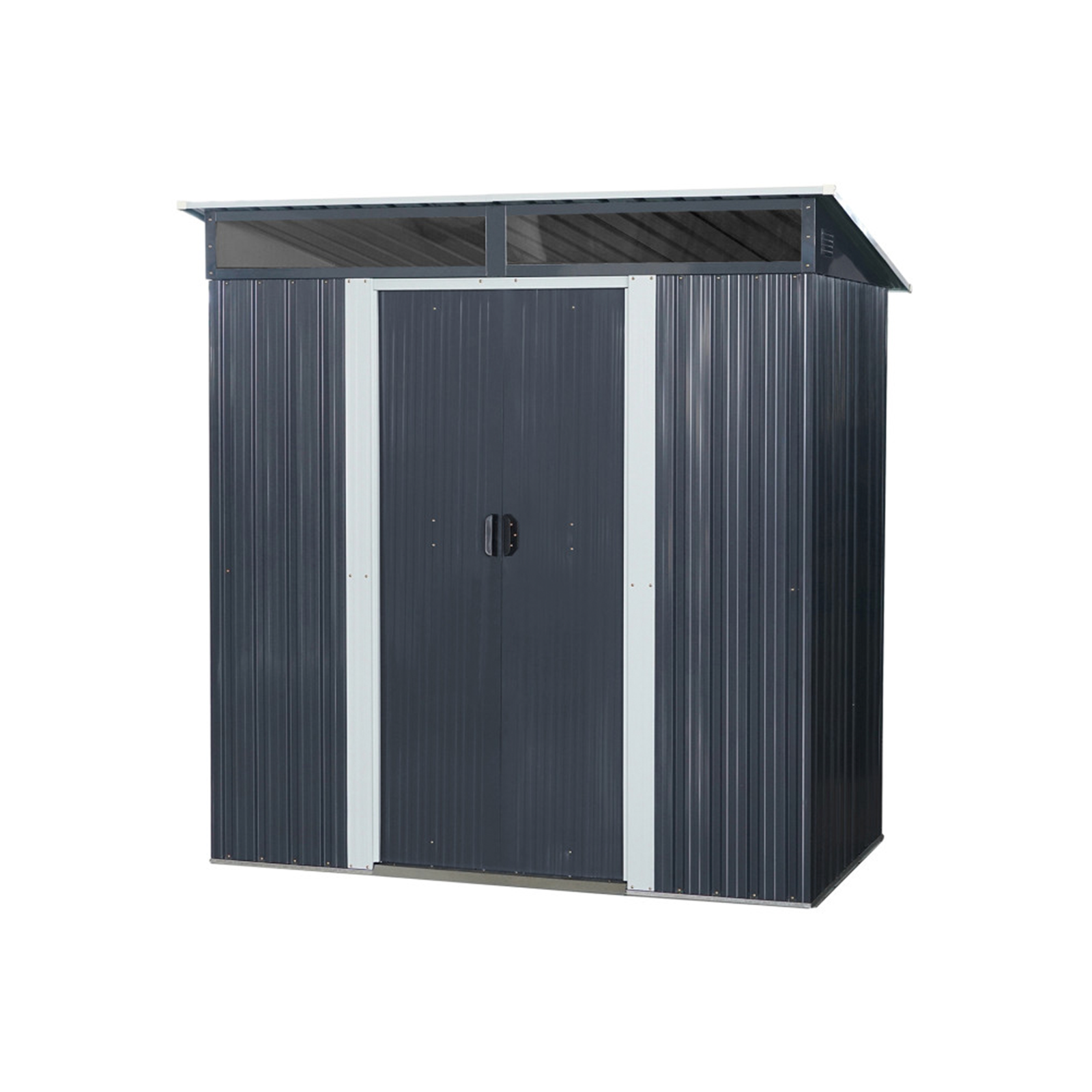 Metalinis sandėliukas su stoglangiu, antracito, 195 × 121 × 196/170 cm
