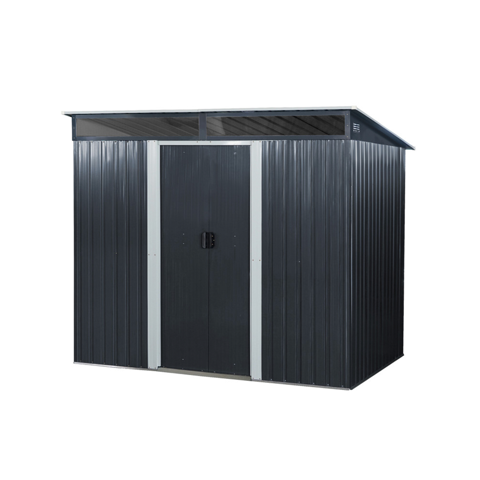 Metalinis sandėliukas su stoglangiu, antracito, 238 × 174 × 196/173 cm