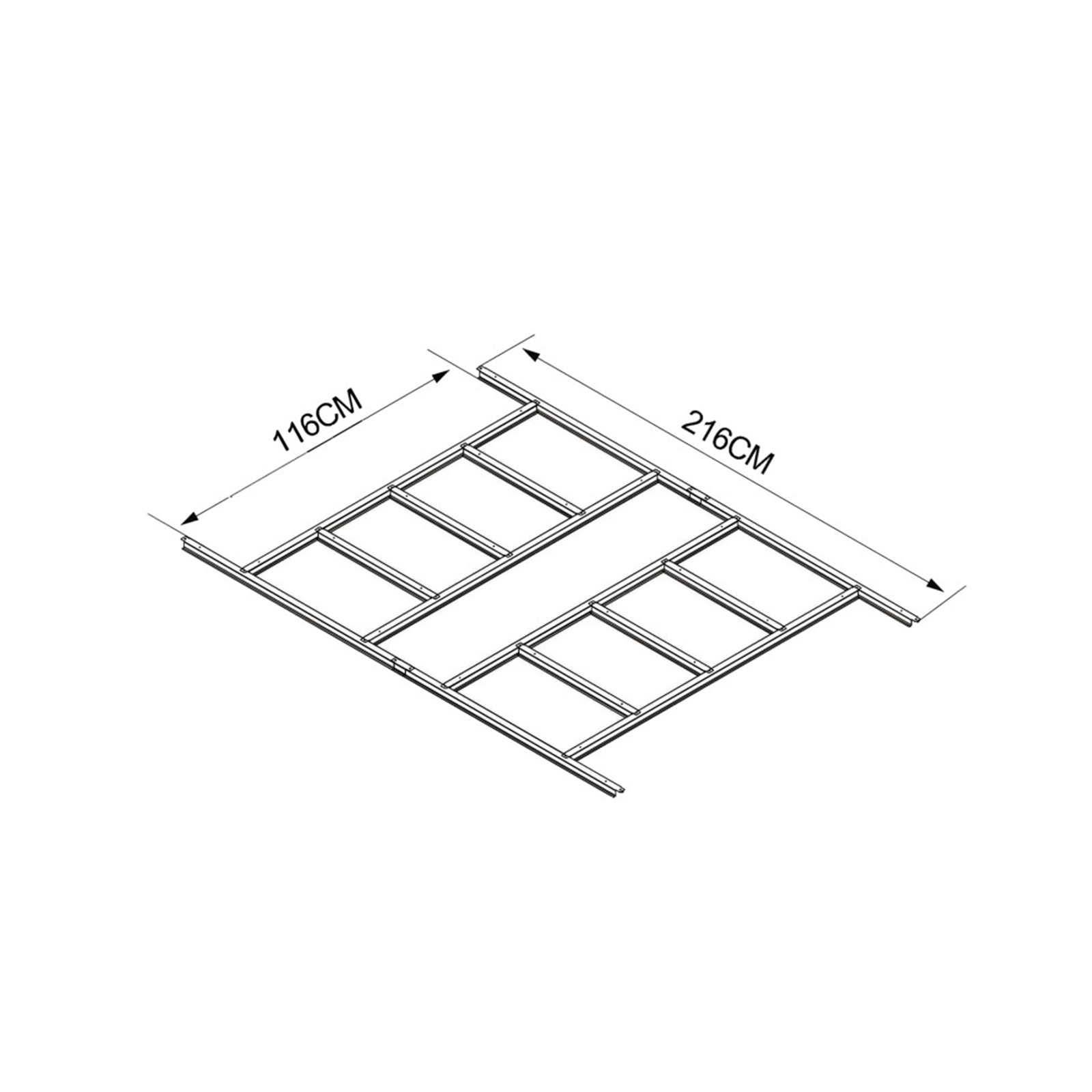 Pagrindas metaliniam sandėliukui 4,8 m², antracito, 116 × 216 × 3 cm