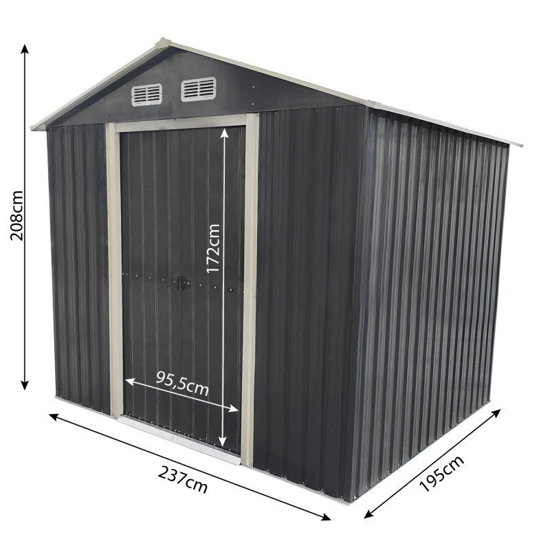 Metalinis sandėliukas 4,6 m², antracito, 237 × 195 × 208/172 cm 2
