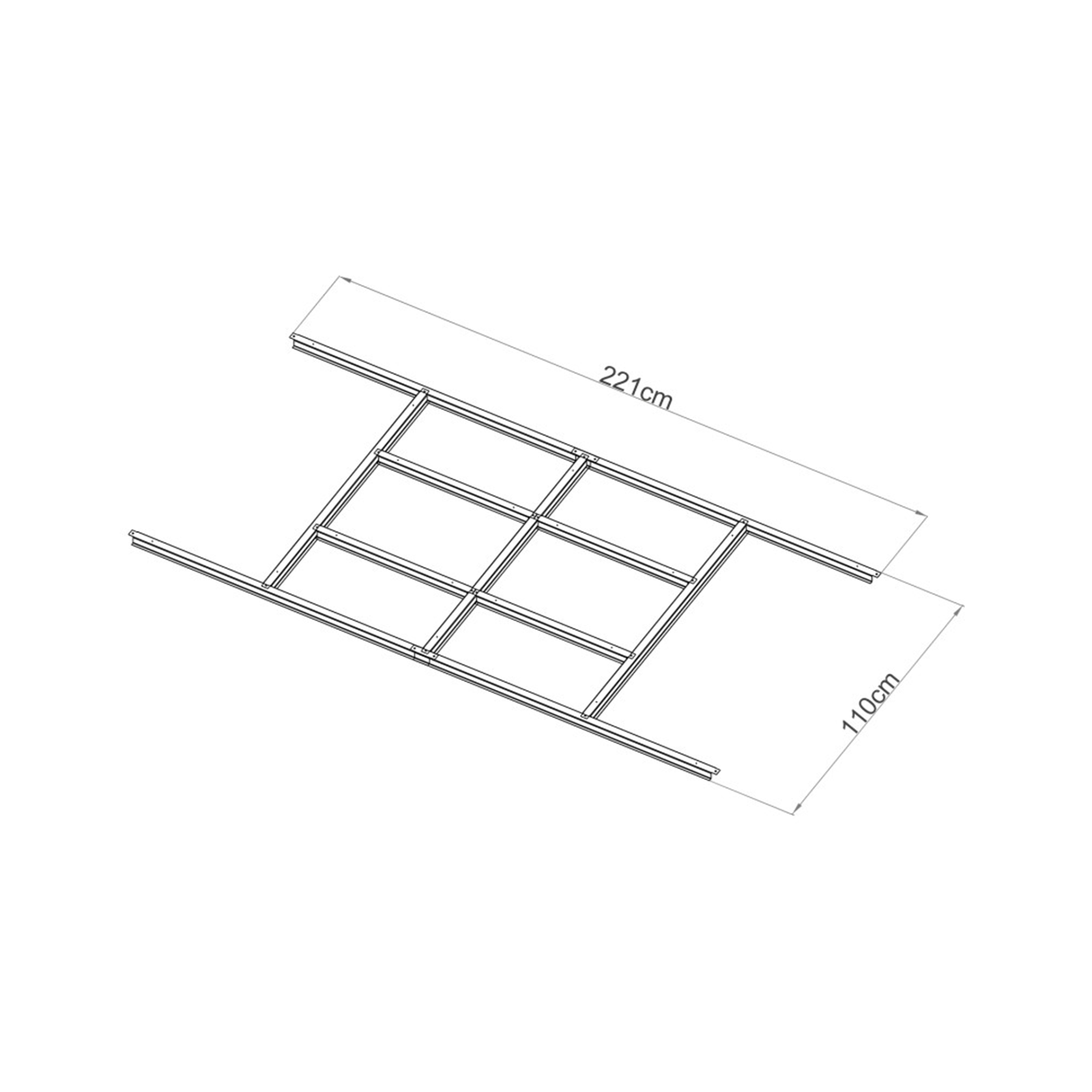 Cinkuoto plieno pagrindas 4 m² metaliniam sandėliukui, antracito spalvos, 110 × 221 × 3 cm