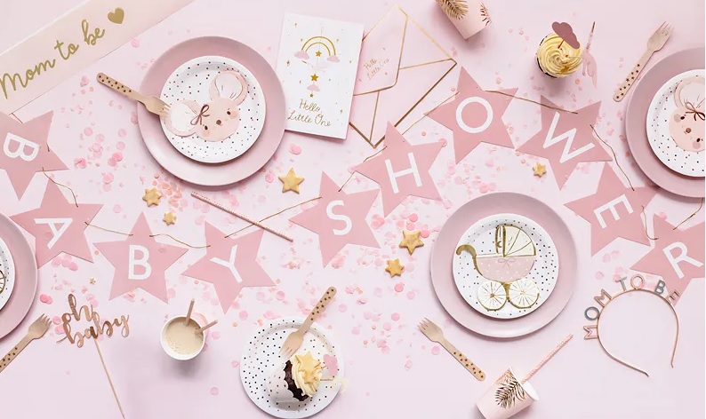 Popierinė virvelė baby shower, rožinė, 2,9 m