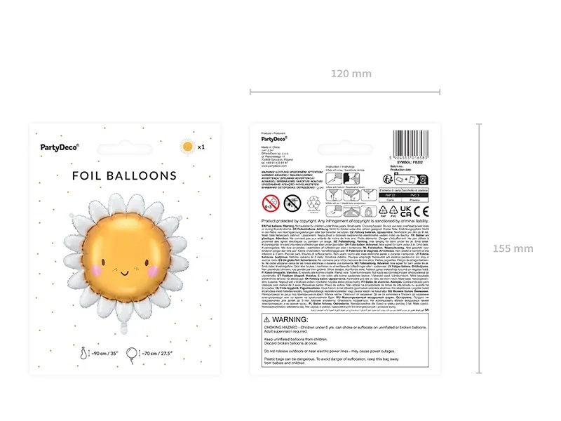 Folinis balionas Saulė, geltonas