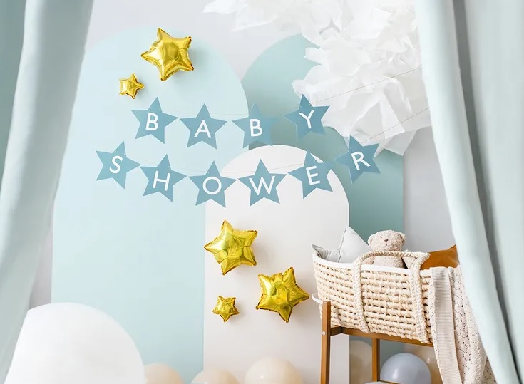 Popierinė virvelė baby shower, mėlyna, 2.9 m
