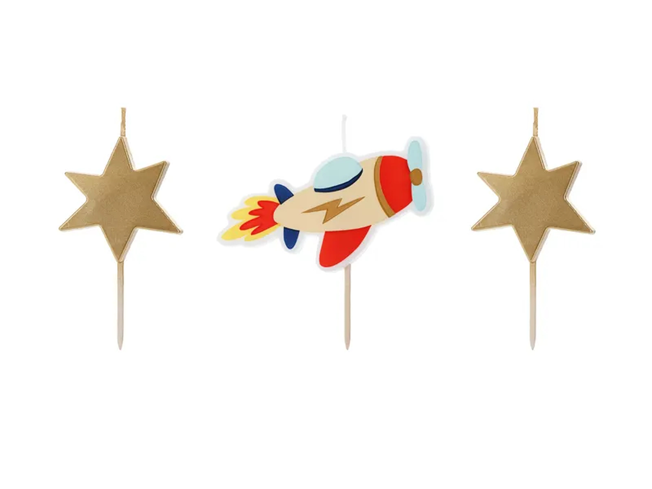 Birthday candles Airplane, 4.5-5 cm, mix (1 pkt / 3 pc.)