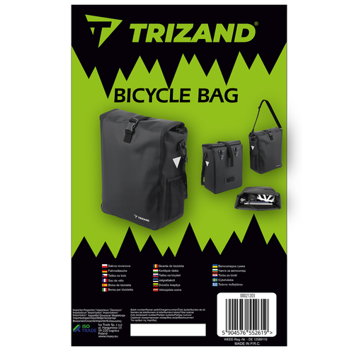 Dviračio krepšys Trizand, 15l, juodas
