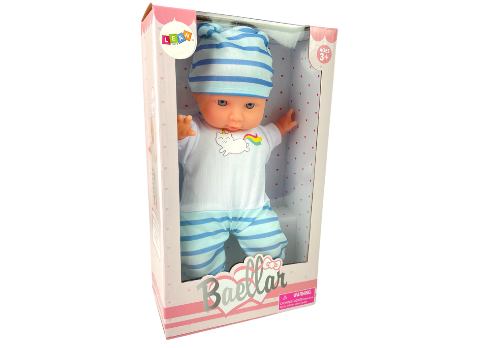 Lėlė kūdikis dryžuota pižama leantoys, 30 cm