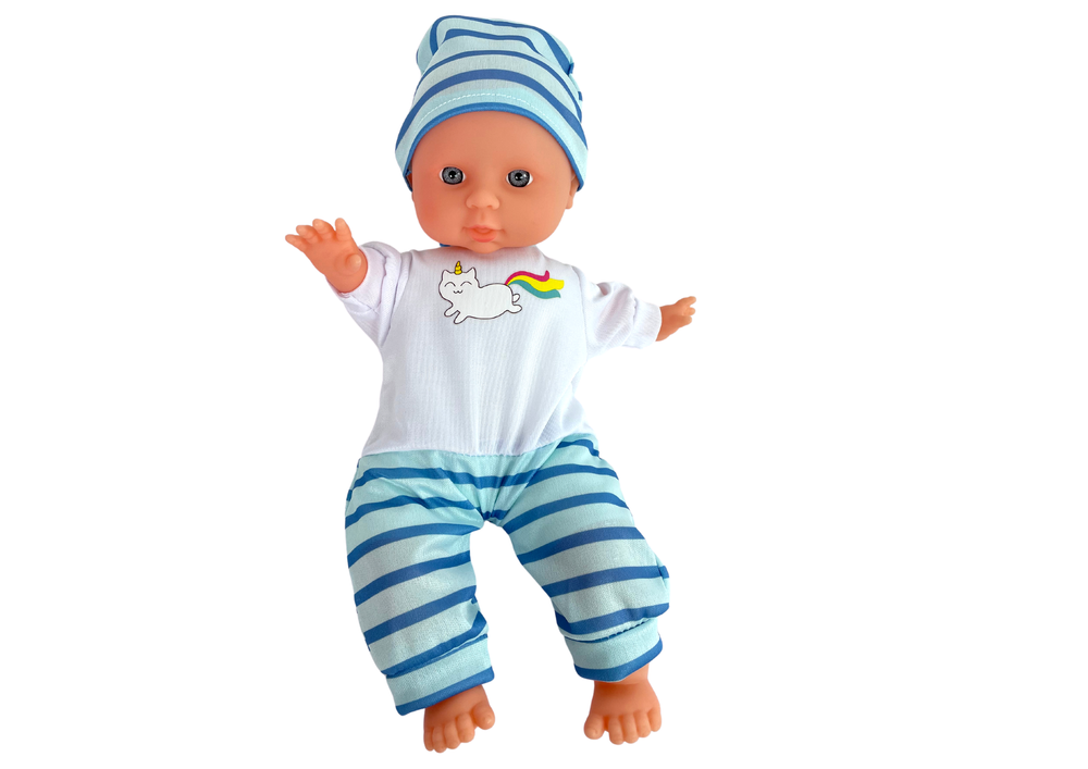 Lėlė kūdikis dryžuota pižama leantoys, 30 cm