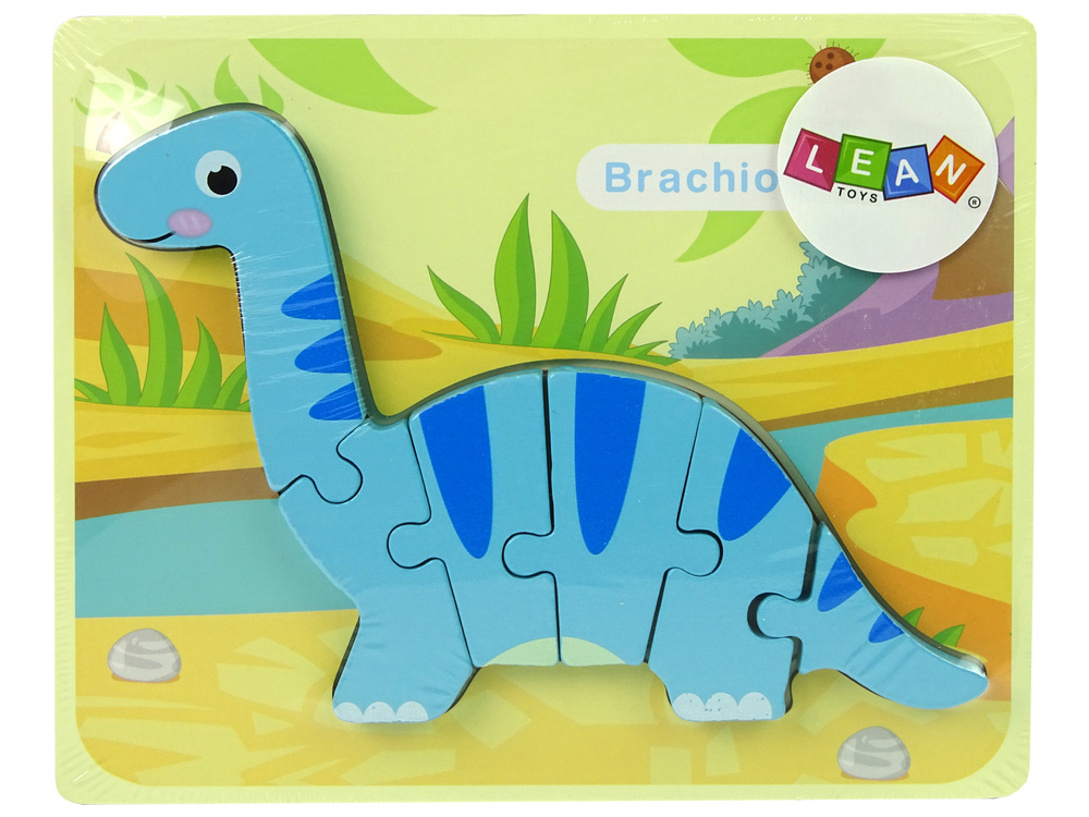 Medinė delionė dinozauras leantoys, mėlynas