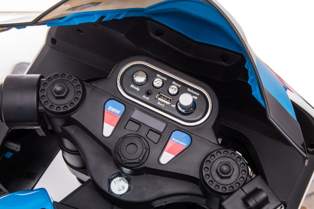 Akumuliatorinis vaikiškas motociklas lean toys bmw hp4 race jt5001, mėlynas