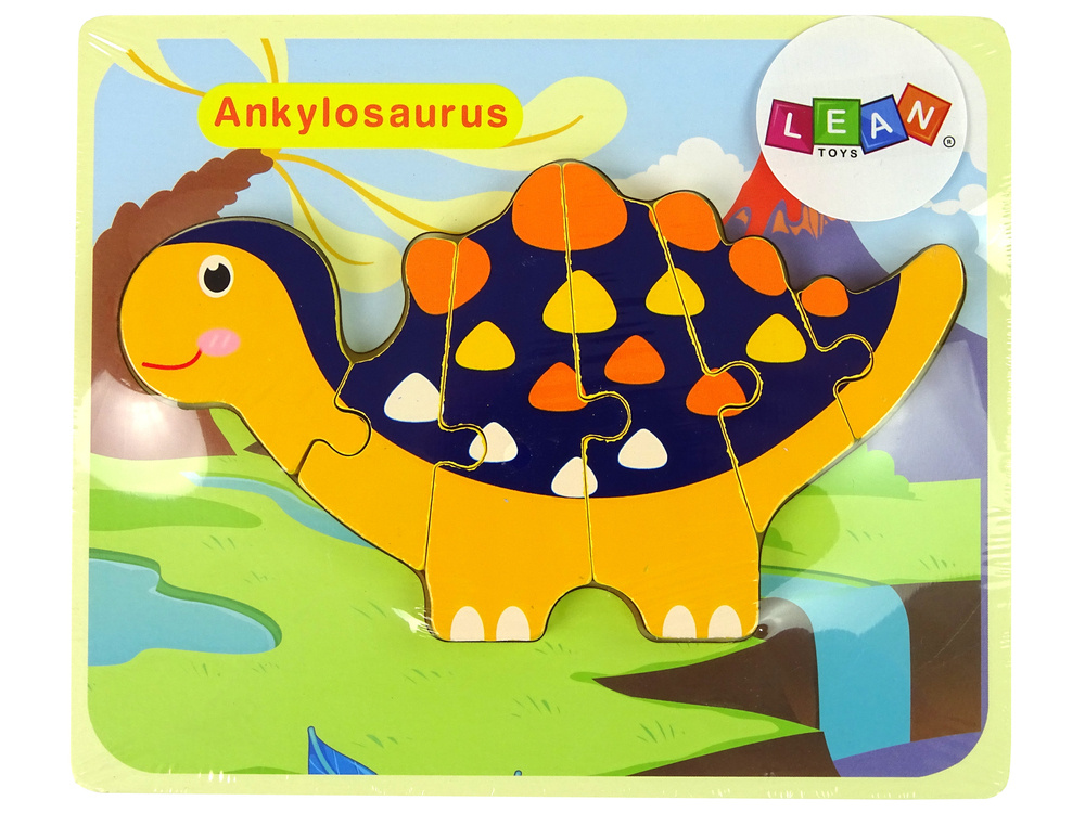 Medinė dėlionė dinozauras leantoys, 6 det.