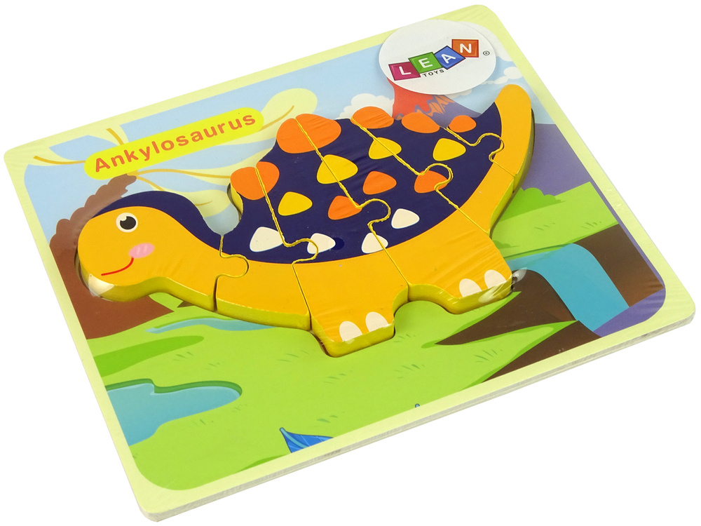 Medinė dėlionė dinozauras leantoys, 6 det.
