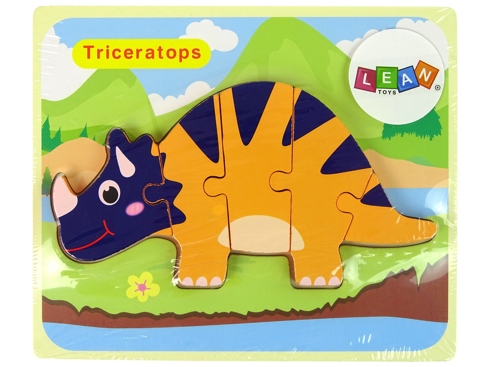 Medinė dėlionė dinozauras leantoys, 6 det.
