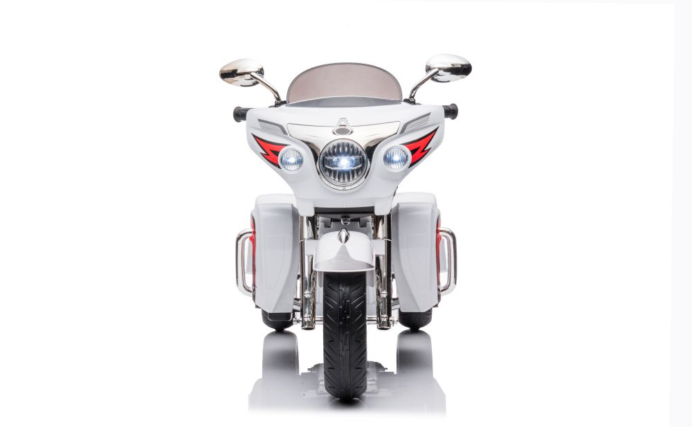 Vienvietis vaikiškas elektrinis motociklas goldwing, baltas