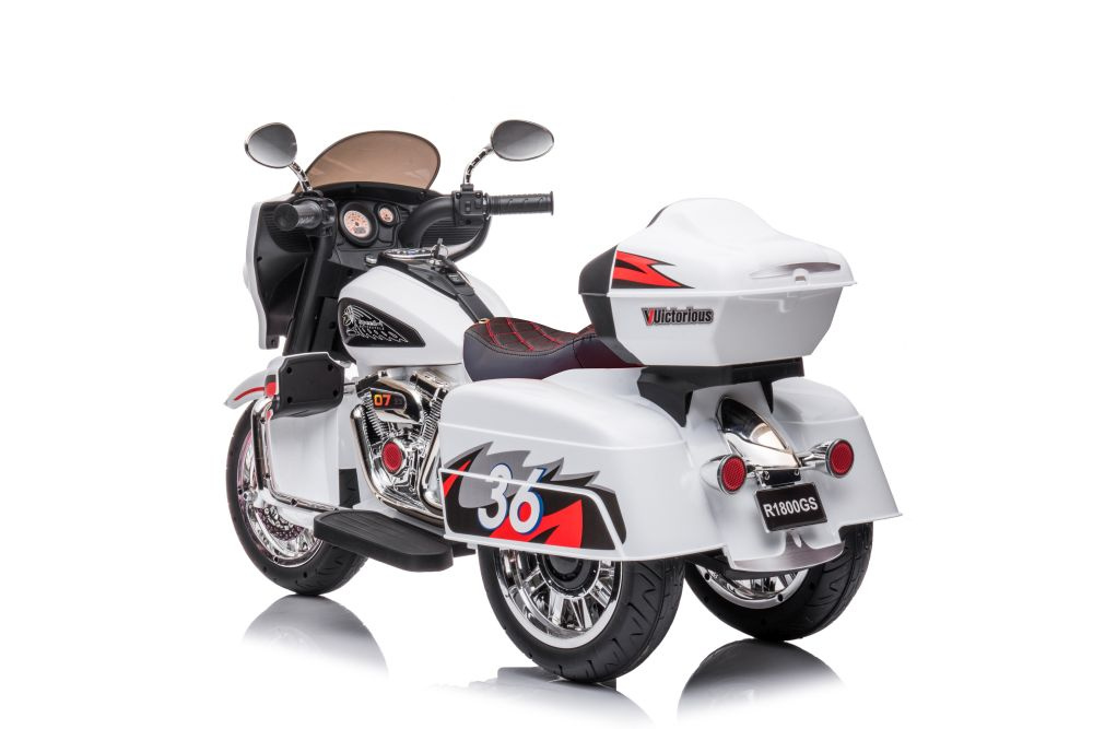 Vienvietis vaikiškas elektrinis motociklas goldwing, baltas