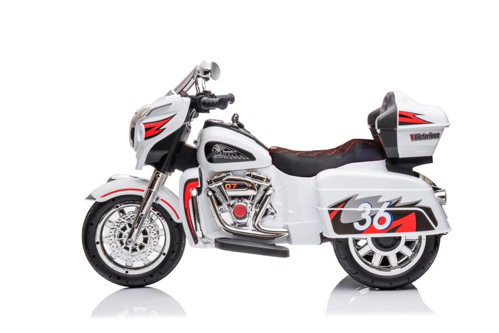 Vienvietis vaikiškas elektrinis motociklas goldwing, baltas