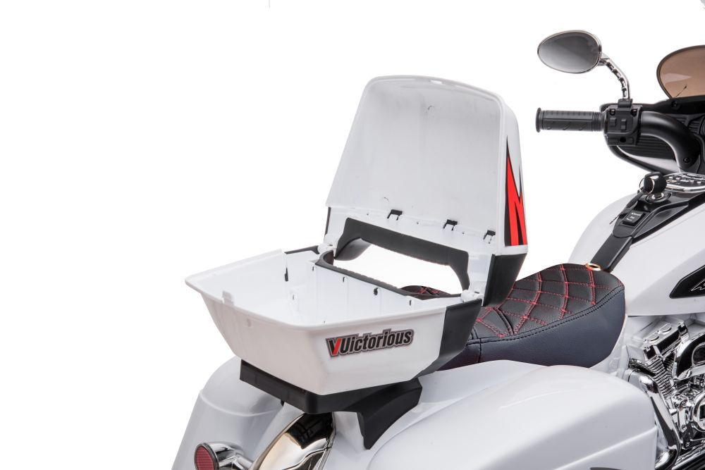 Vienvietis vaikiškas elektrinis motociklas goldwing, baltas