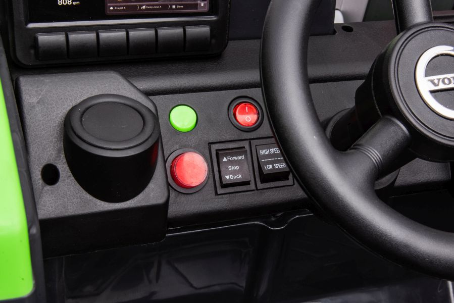 Vienvietis akumuliatorinis eskavatorius vaikams volvo dk-ve888 lean toys, žalias
