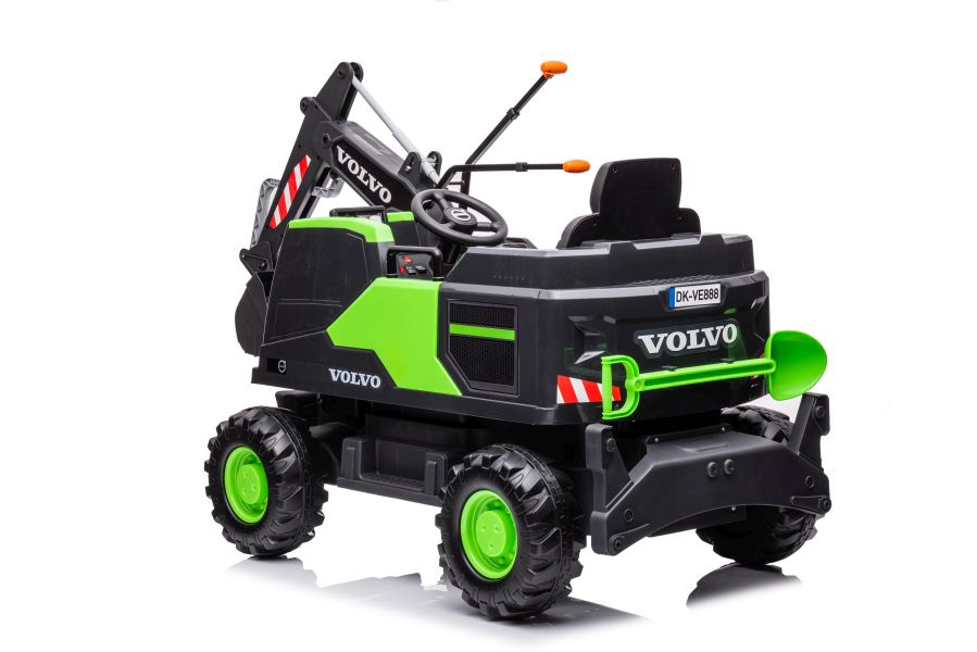 Vienvietis akumuliatorinis eskavatorius vaikams volvo dk-ve888 lean toys, žalias