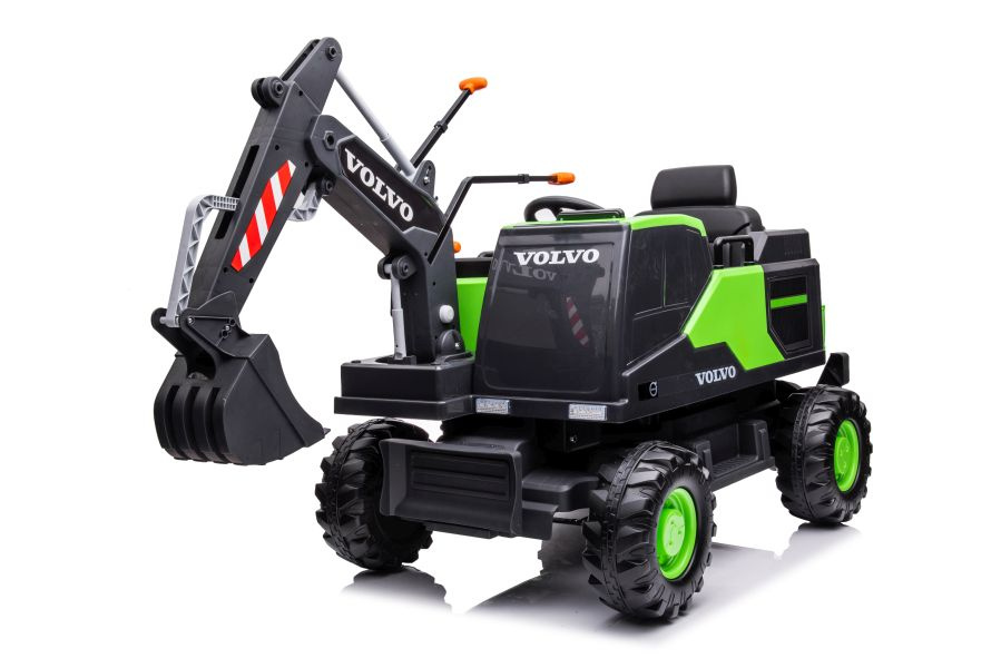 Vienvietis akumuliatorinis eskavatorius vaikams volvo dk-ve888 lean toys, žalias