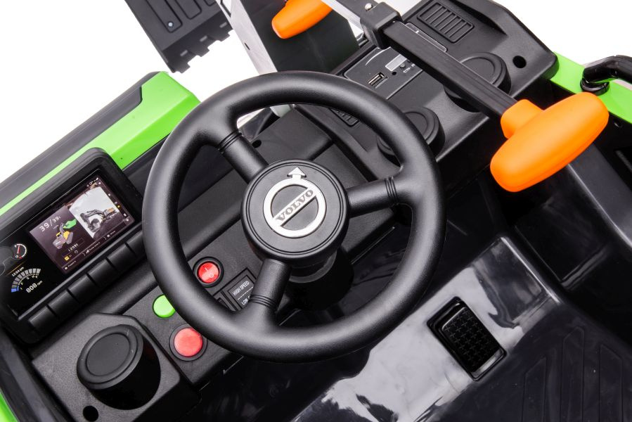 Vienvietis akumuliatorinis eskavatorius vaikams volvo dk-ve888 lean toys, žalias